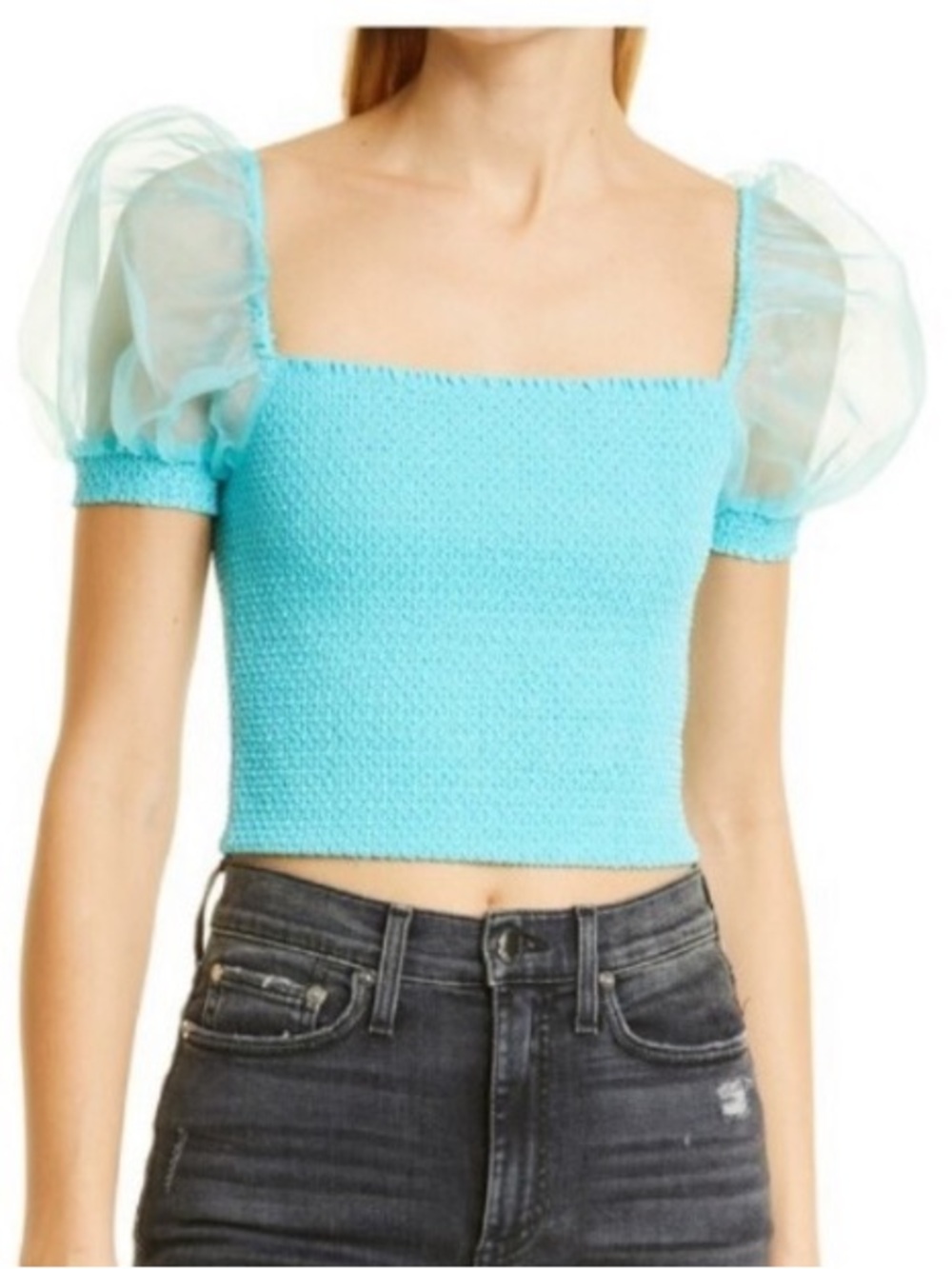 Alice + Olivia 🪺 Aqua Puff Sleeve Blouse